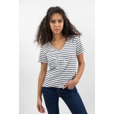 Harcour Dames T-Shirt Trinity - Navy/Wit gestreept
