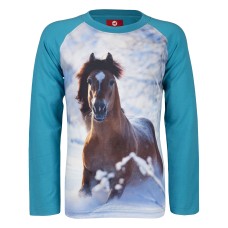 Red Horse Kinder Lange Mouwen T-Shirt Pixel FW23 - Turquoise
